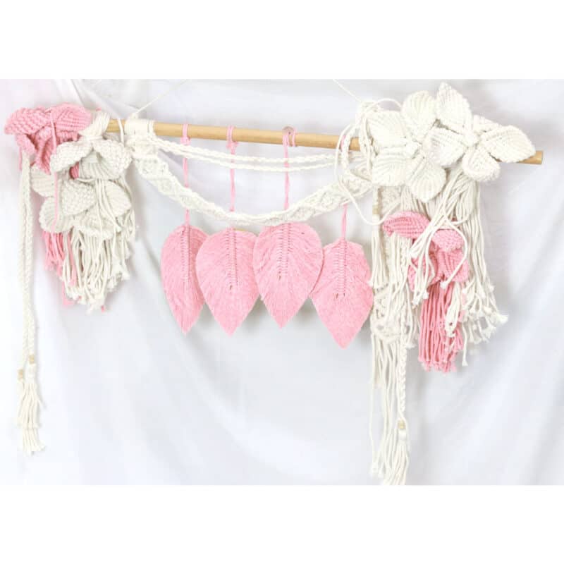 Macramé "Blatt im Wind", rosa