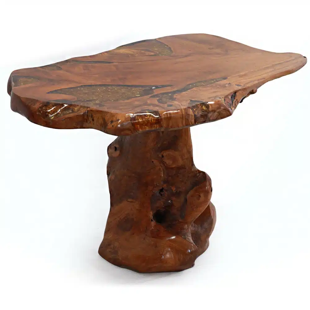 River-Table aus Teakholz, gold, 90x60cm River-Table aus Teakholz, gold, 90x60cm