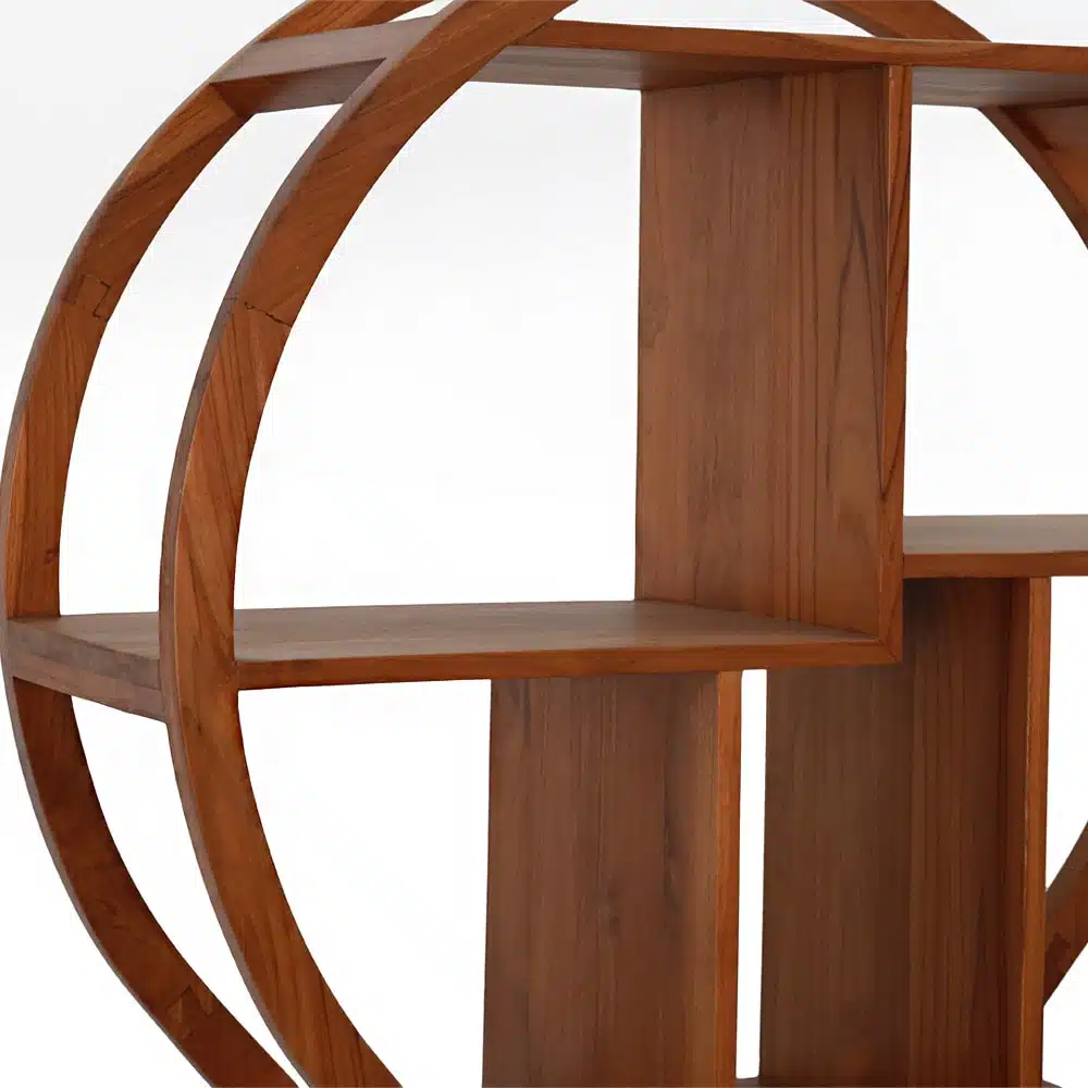 rundes Wandregal aus Teakholz rundes Wandregal aus Teakholz