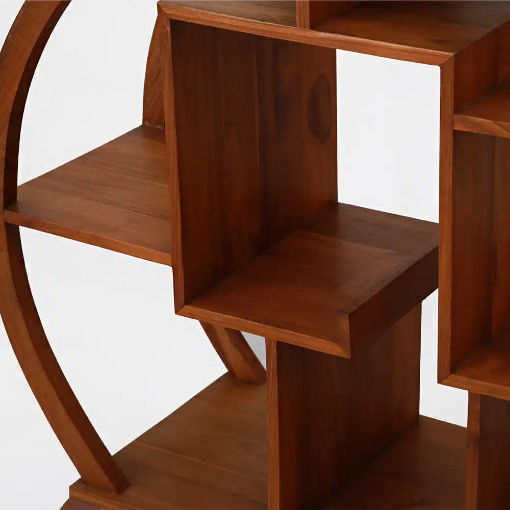 rundes Wandregal aus Teakholz rundes Wandregal aus Teakholz