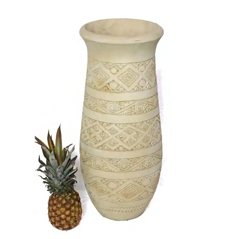 geschnitzte Vase, beige, 70cm
