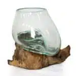 Senyum Glasschale klein: Handgeschmolzen auf Naturwurzel, 12 cm