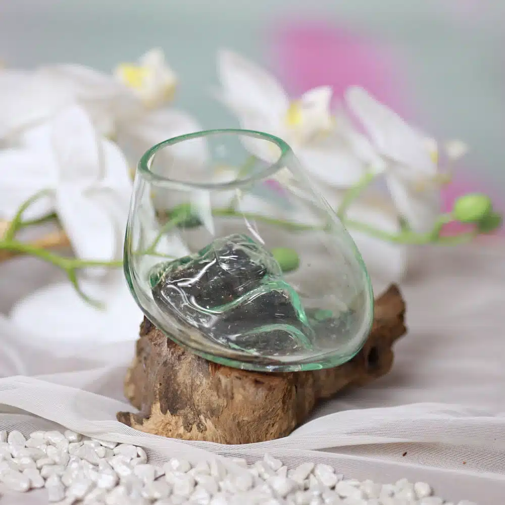 Glas auf Wurzel, klein Glas auf Wurzel, klein