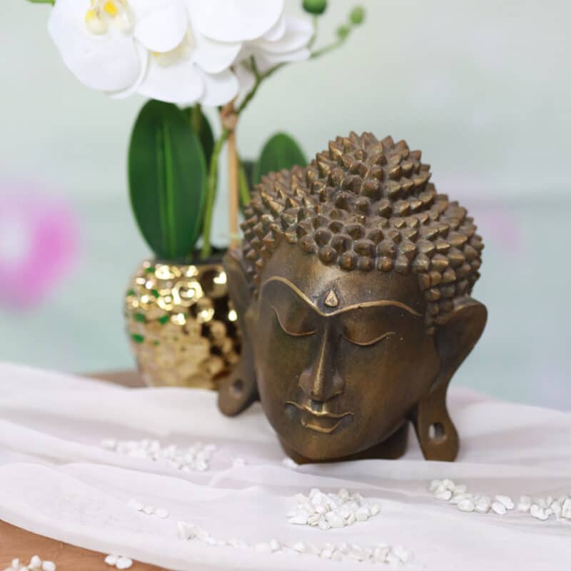 Buddha Kopf, mittel, alt, 18cm