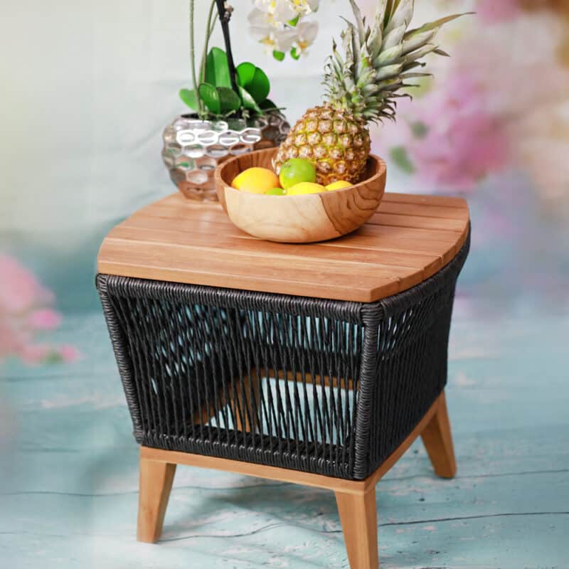 Tisch, Rattan, schwarz, 50x40x45cm