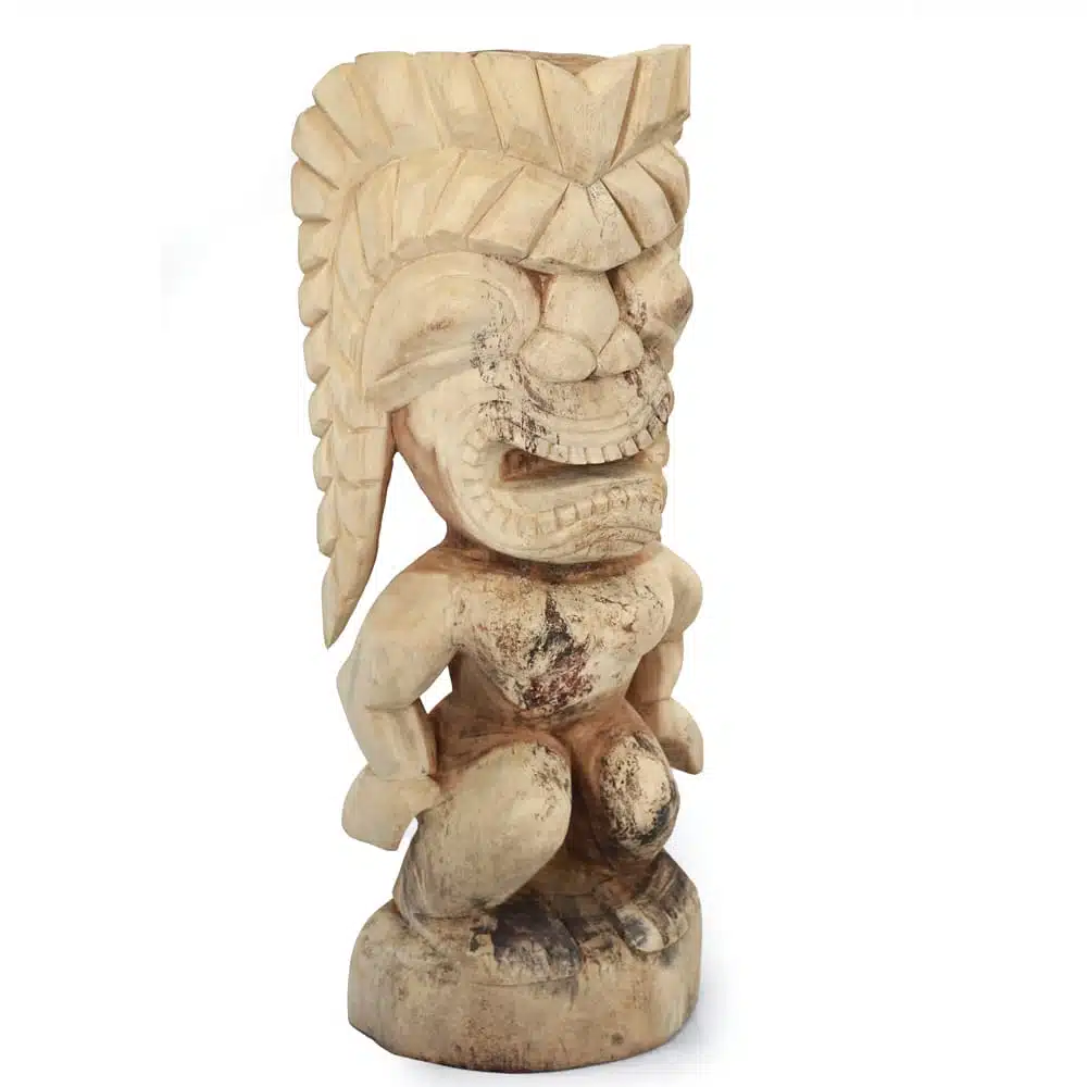 Tiki Statue, 100cm aus Suar Holz, naturbelassen Tiki Statue, 100cm aus Suar Holz, naturbelassen