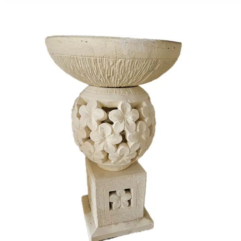 Padang Vogeltränke auf kugelförmigem Frangipani-Sockel, ca. 90 cm