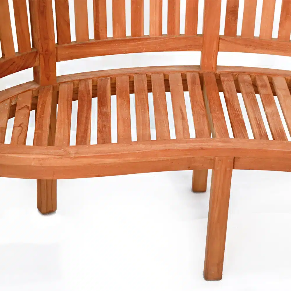 Bank aus Teakholz, geschwungen, 158x64x85cm Bank aus Teakholz, geschwungen, 158x64x85cm