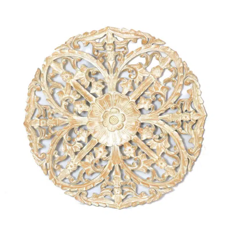 Wanddekor, rund, white-washed, 80cm