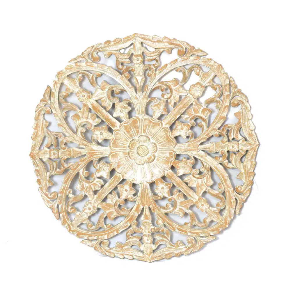 Wanddekor, rund, white-washed, 80cm