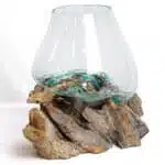 Senyum Glasschale: Handgeschmolzenes Glas auf Naturwurzel, 20 cm