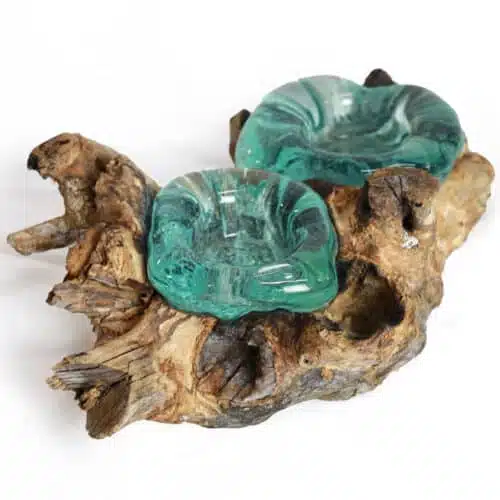 Kasih Kerzenhalter, Glas auf Wurzelholz, handgeschmolzen, 30 cm