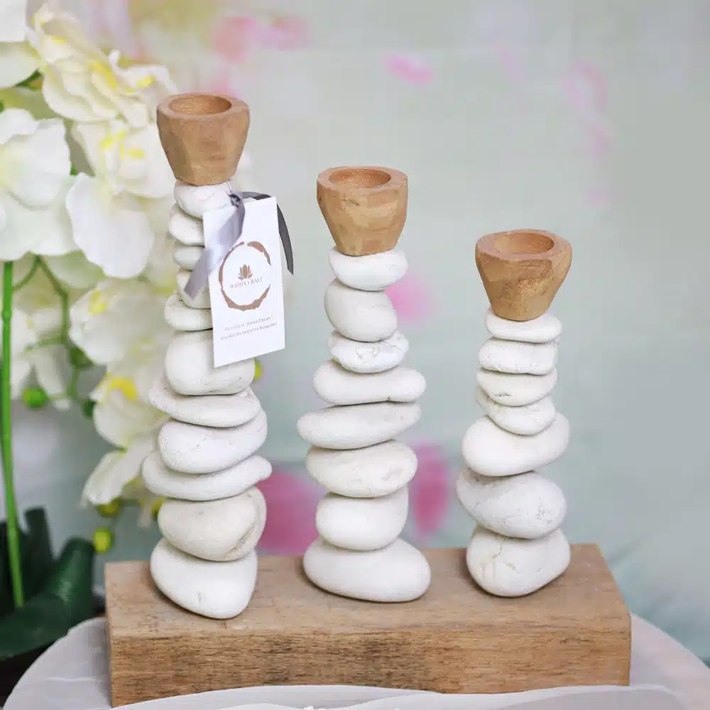 Kerzenhalter 3er aus Natursteinen, weiß Kerzenhalter 3er aus Natursteinen, weiß