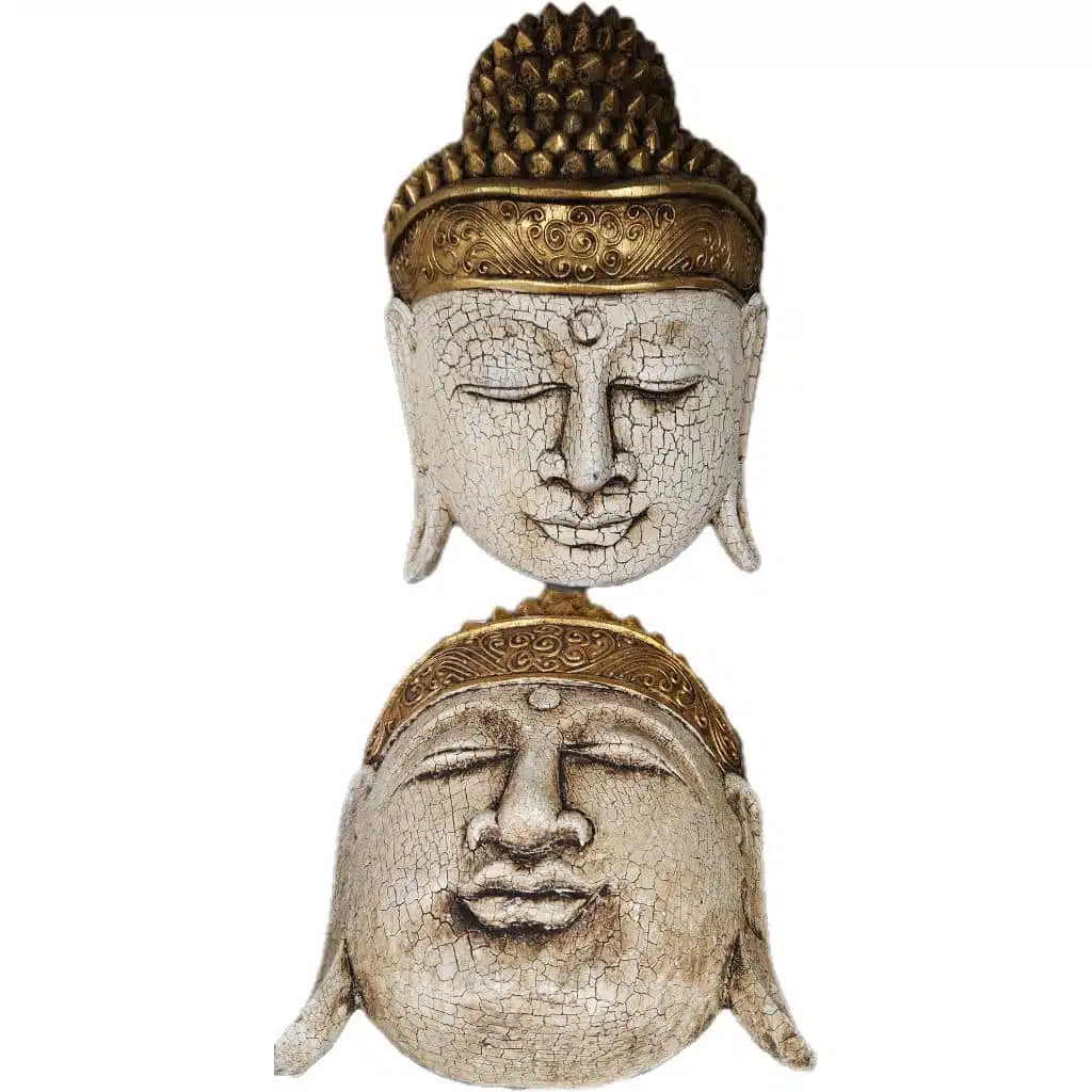 Buddha Maske, Wanddekor, 30cm, antik-Effekt, weiß 1 Buddha 20cm, antik, weiß