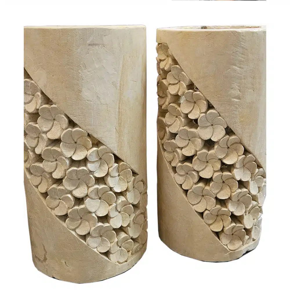 Kalkstein Gartenlampe "Frangipani"