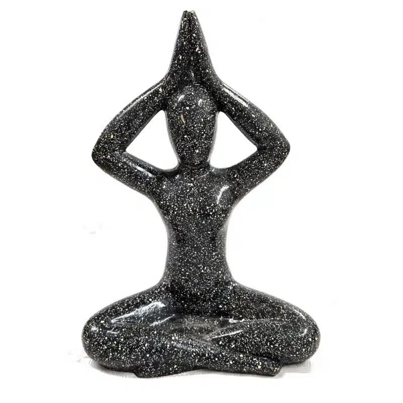 Yoga Statue, 65cm hoch, schwarz, Steinguss
