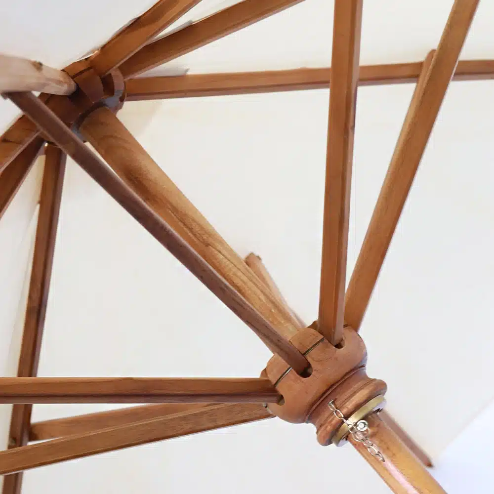 Teak Sonnenschirm, groß, 2,50m Durchmesser Teak Sonnenschirm, groß, 2,50m Durchmesser