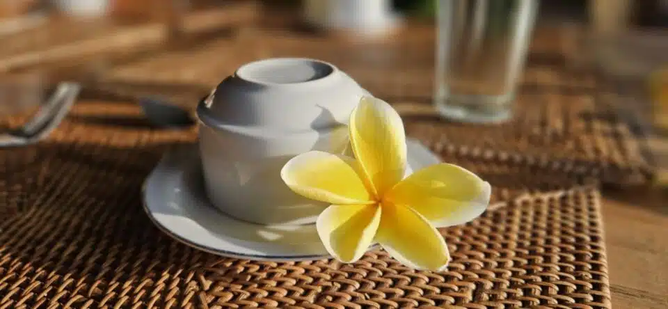 Bali-Tour 2024: Kaffee mit einer Bali-Hai-Gold-Blüte