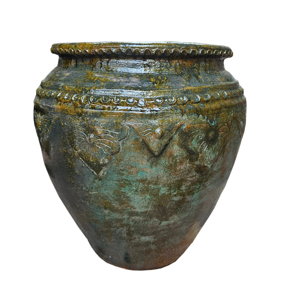 Raksasa Blumenkübel: Keramik-Pflanzkübel mit rustikaler Patina, 80 cm