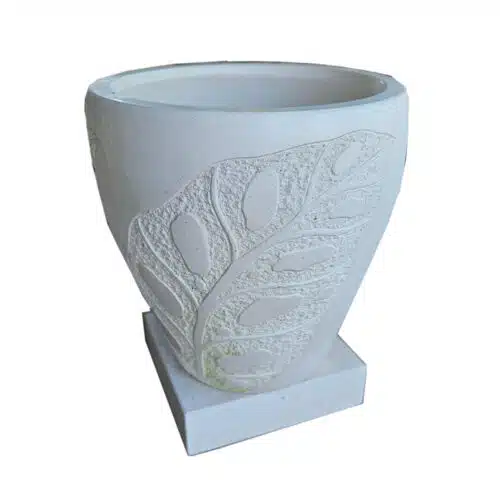 Dauh Übertopf: Pflanzkübel mit handgearbeitetem Blattrelief, 60 cm