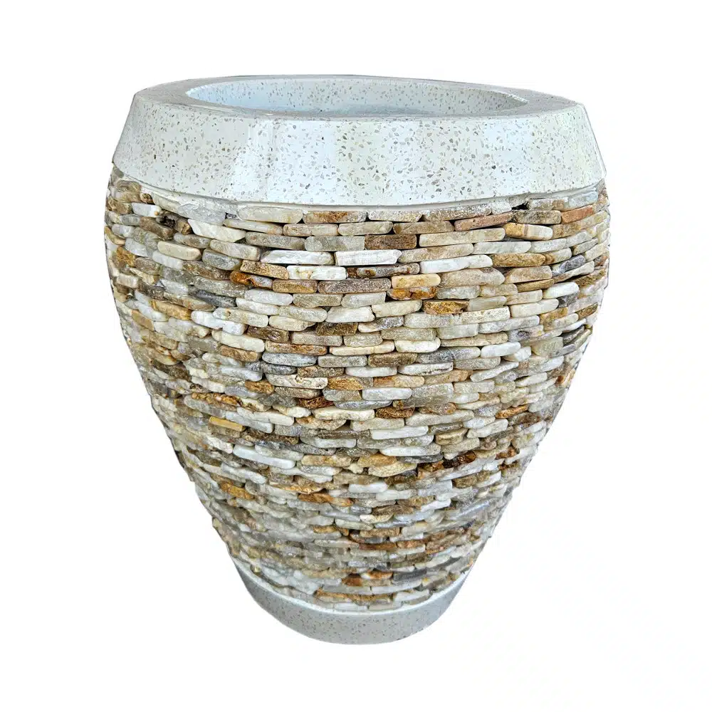 Batu Übertopf: Handgefertigter Pflanzkübel mit Onyx-Kristallen, 55 cm