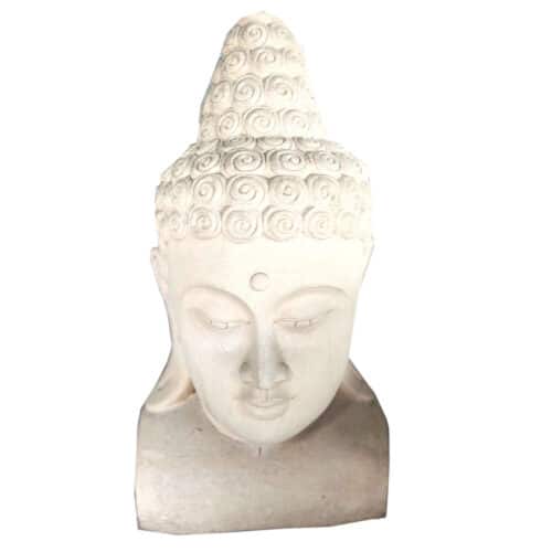 Kedamaian Buddha-Kopf aus Kalkstein, 60 cm