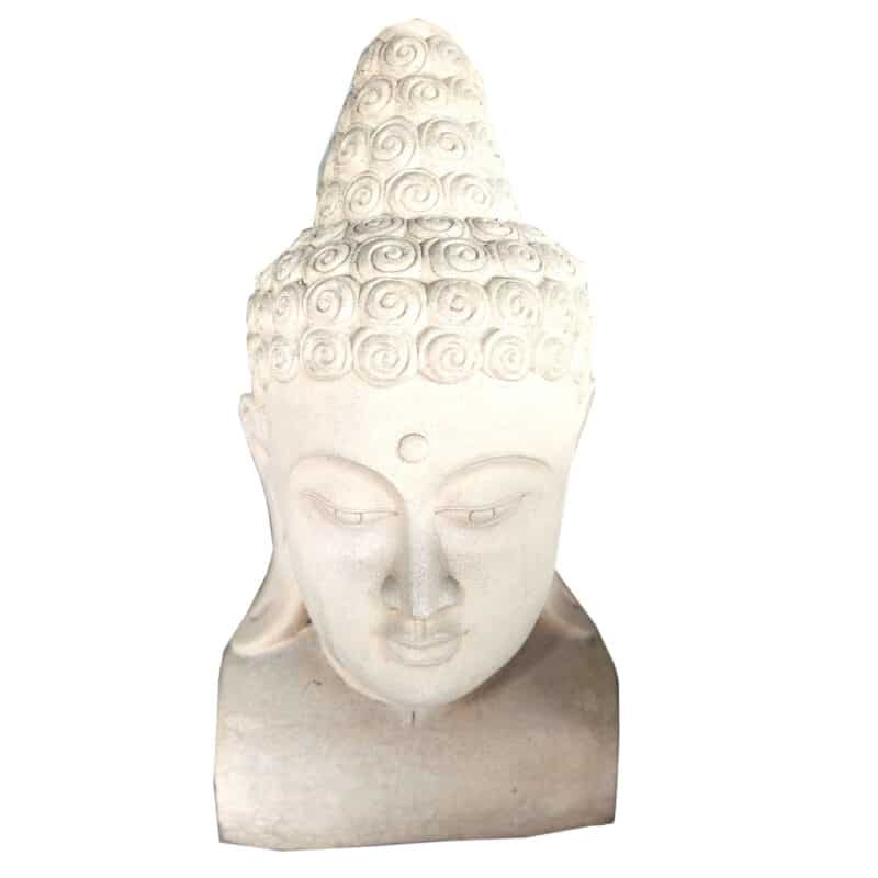 Kedamaian Buddha-Kopf aus Kalkstein, 60 cm