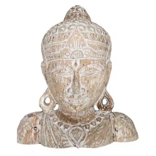 Lembut Buddha-Schulter aus Albesia, white-washed, 40 cm