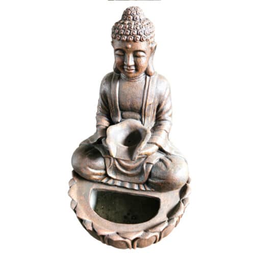 Padmasana Buddha-Brunnen, bronzefarben, 70 cm