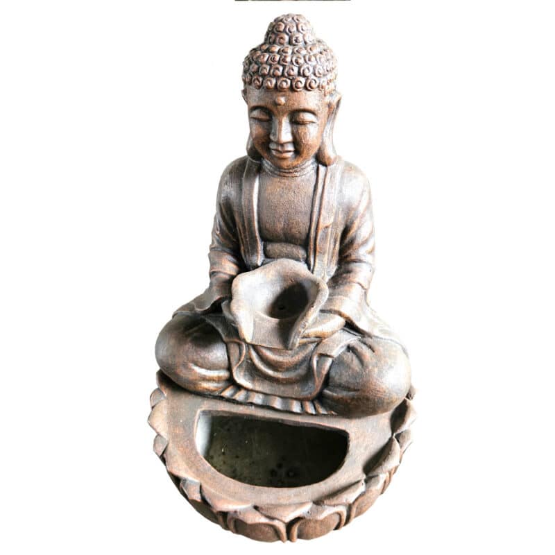 Padmasana Buddha-Brunnen, bronzefarben, 70 cm
