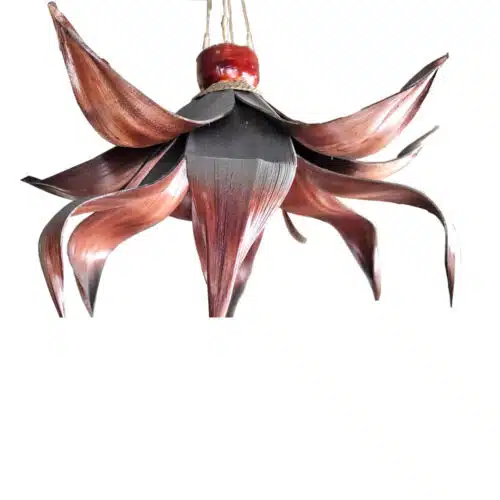 Bunga Deckenlampe aus Bananenblättern, dunkelbraun