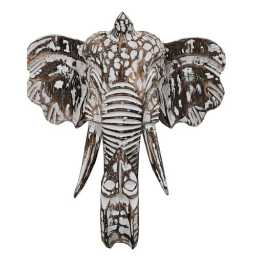 Gajah Elefanten-Wandmaske aus Albesia, braun