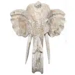 Gajah Elefanten-Wandmaske aus Albesia, white-washed, 50 cm