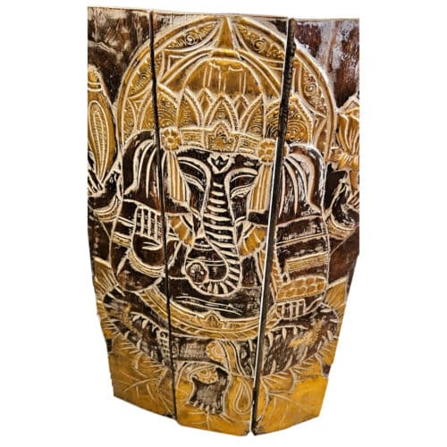 Ganesha Triptychon aus Albesia, klappbar, 100 x 60 cm