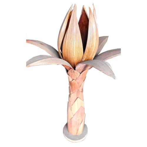 Padma Lotuslampe aus Palmblättern, hellbraun, ca. 80 cm