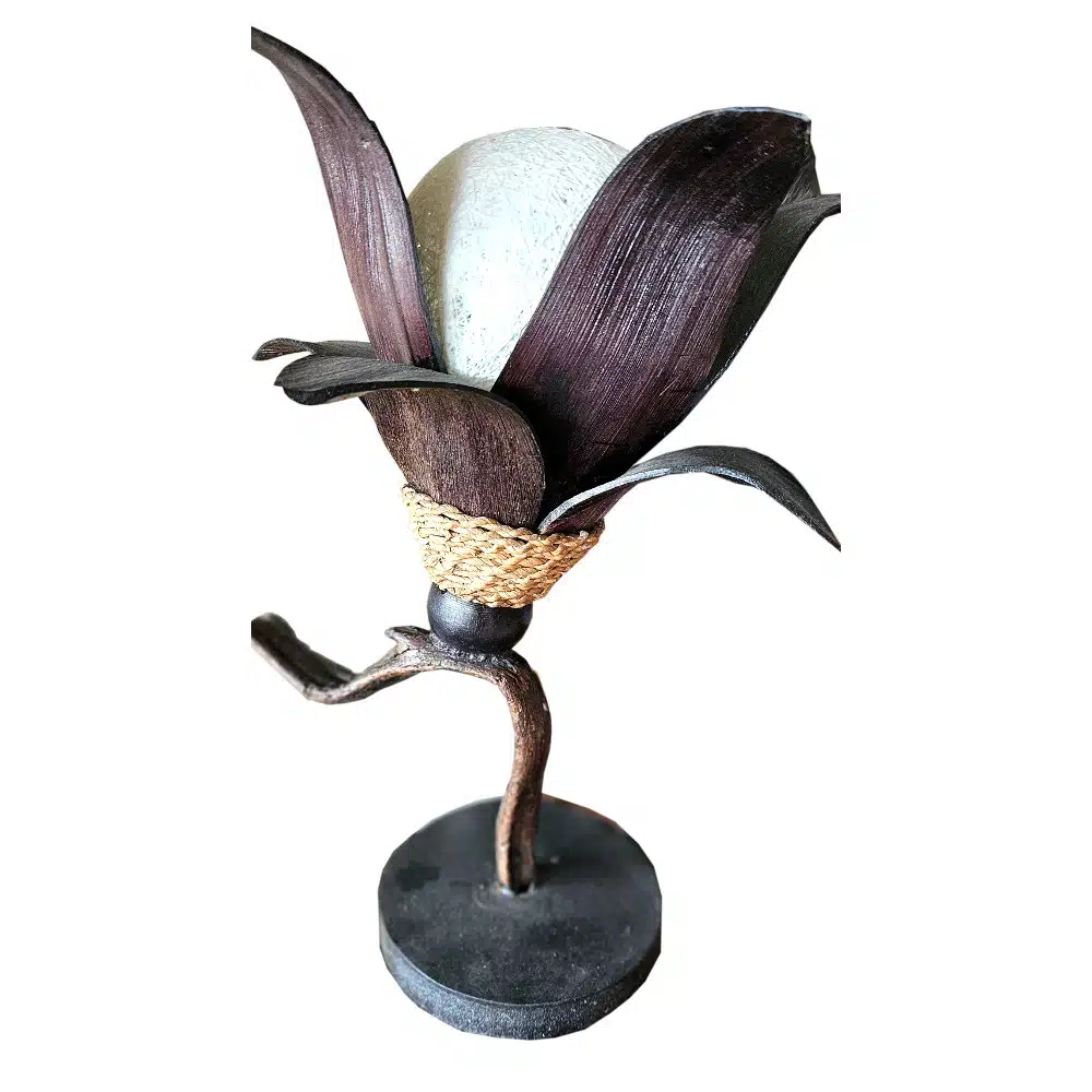 Sari Nachttischleuchte aus Bananenblättern, braun