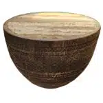 Ukiran Palmenholz-Tisch mit geschnitzter Teakholzplatte, Ø 60cm