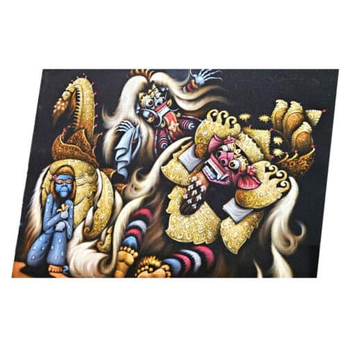 Barong Wandbild: handgemalt auf Samt, Effektlack, 90 × 70 cm