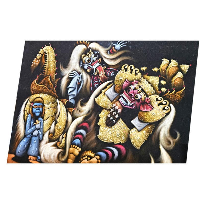 Barong Wandbild: handgemalt auf Samt, Effektlack, 90 × 70 cm
