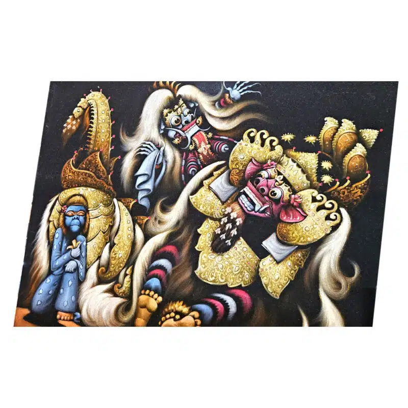 Barong Wandbild: handgemalt auf Samt, Effektlack, 90 × 70 cm