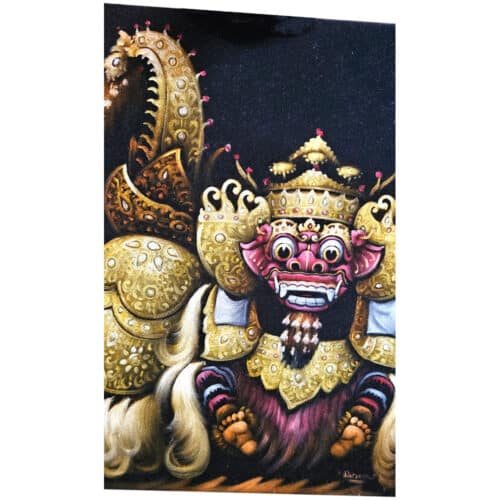 Barong Wandbild: handgemalt auf Samt, Effektlack, 40 × 50 cm
