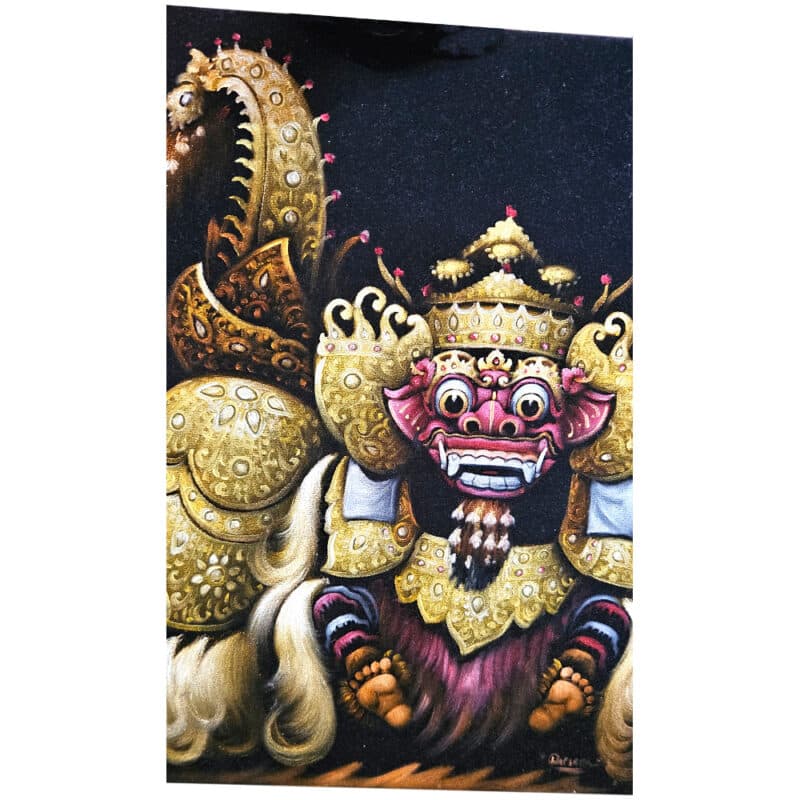 Barong Wandbild: handgemalt auf Samt, Effektlack, 40 × 50 cm