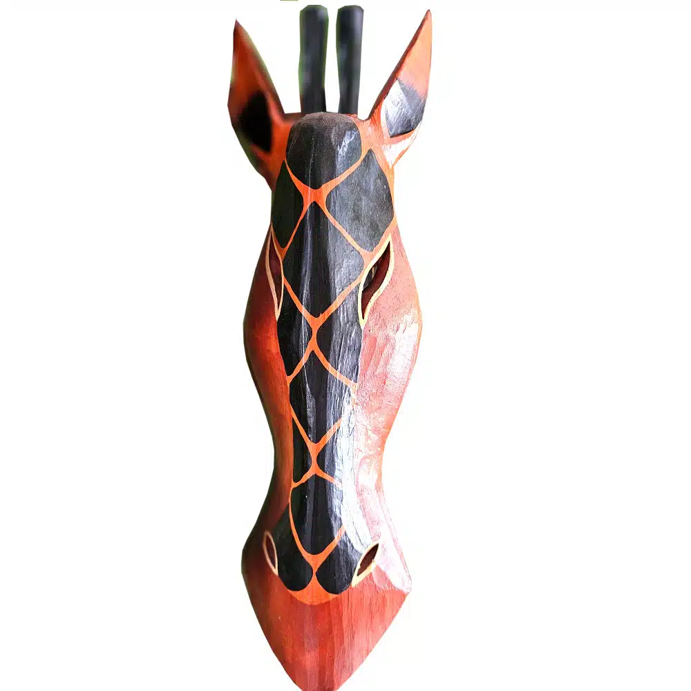 Jerapah Wandmaske Giraffe: handgeschnitztes Albesia, 60 cm