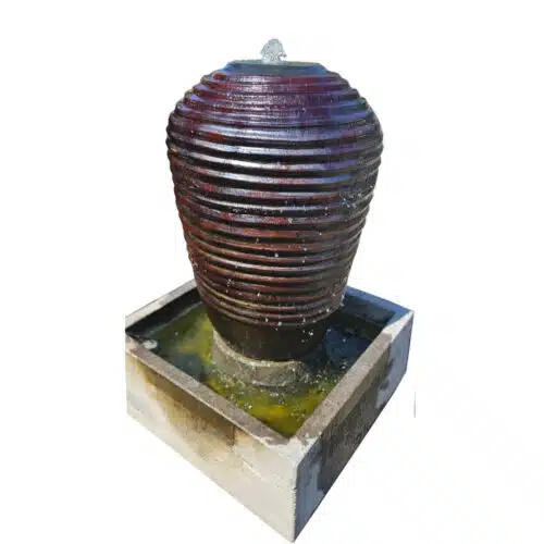 Tirta Amphore: Wasserspiel mit Rillenstruktur, rotbraun, 90 cm