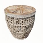 Rattan Stuhl mit Teakholz Sitzfläche