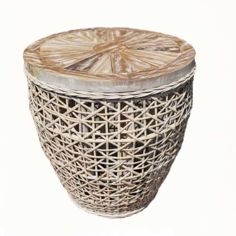 Rattan Stuhl mit Teakholz Sitzfläche