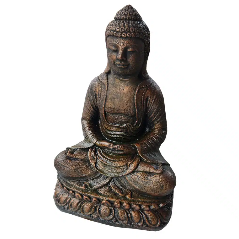 Sama Buddha Statue, Betonguss mit Bronzeoptik, 20 cm
