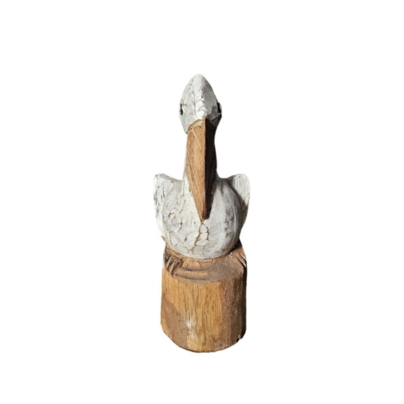 Pelikanfigur aus Albesia-Holz, handbemalt, 25 cm