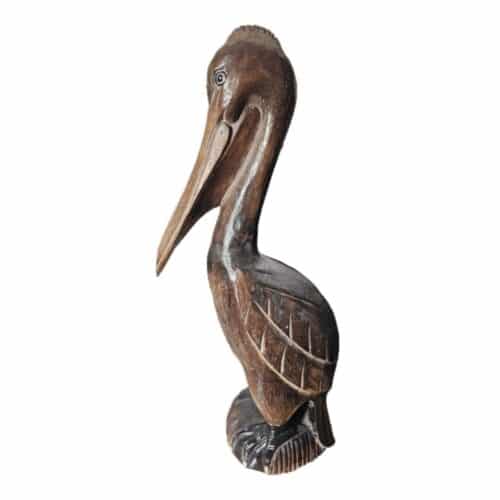 Pelikan-Statue aus Albesia-Holz, handgeschnitzt, 30 cm