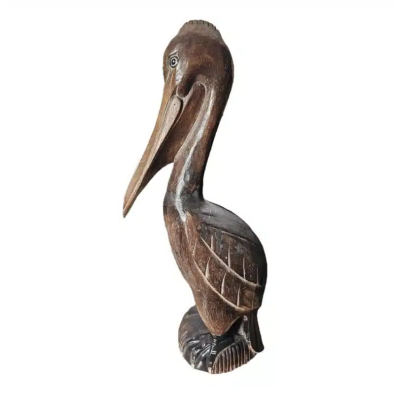 Pelikan-Statue aus Albesia-Holz, handgeschnitzt, 30 cm